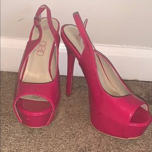 Hot Pink Toe Peep Heels